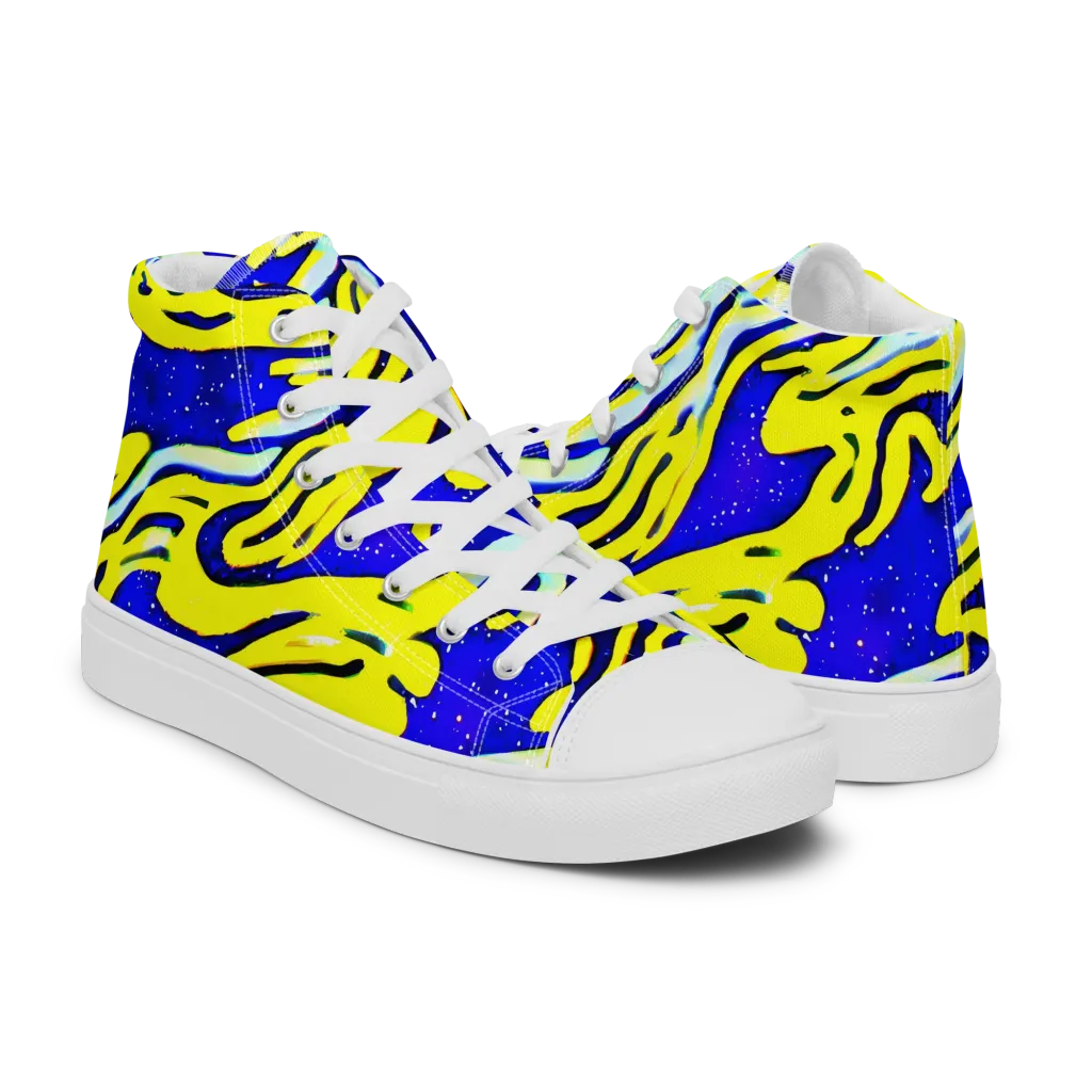 Electric Horizon on Men's High Top Canvas Shoes — Right