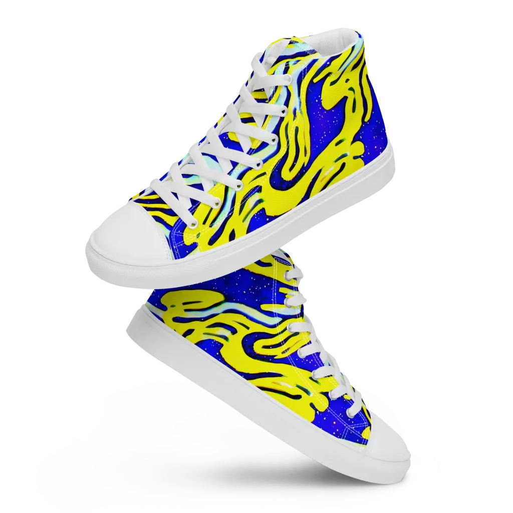 Electric Horizon on Men's High Top Canvas Shoes — Front
