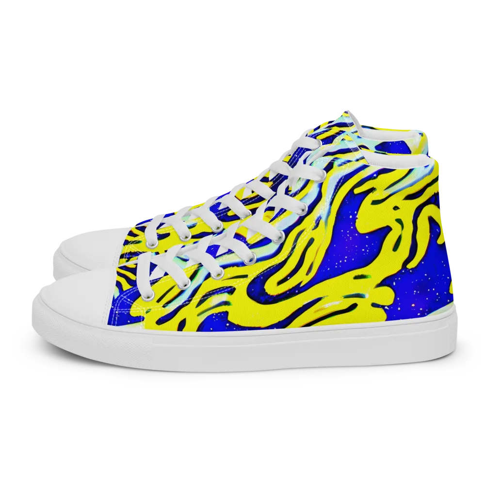 Electric Horizon on Women's High Top Canvas Shoes — Left