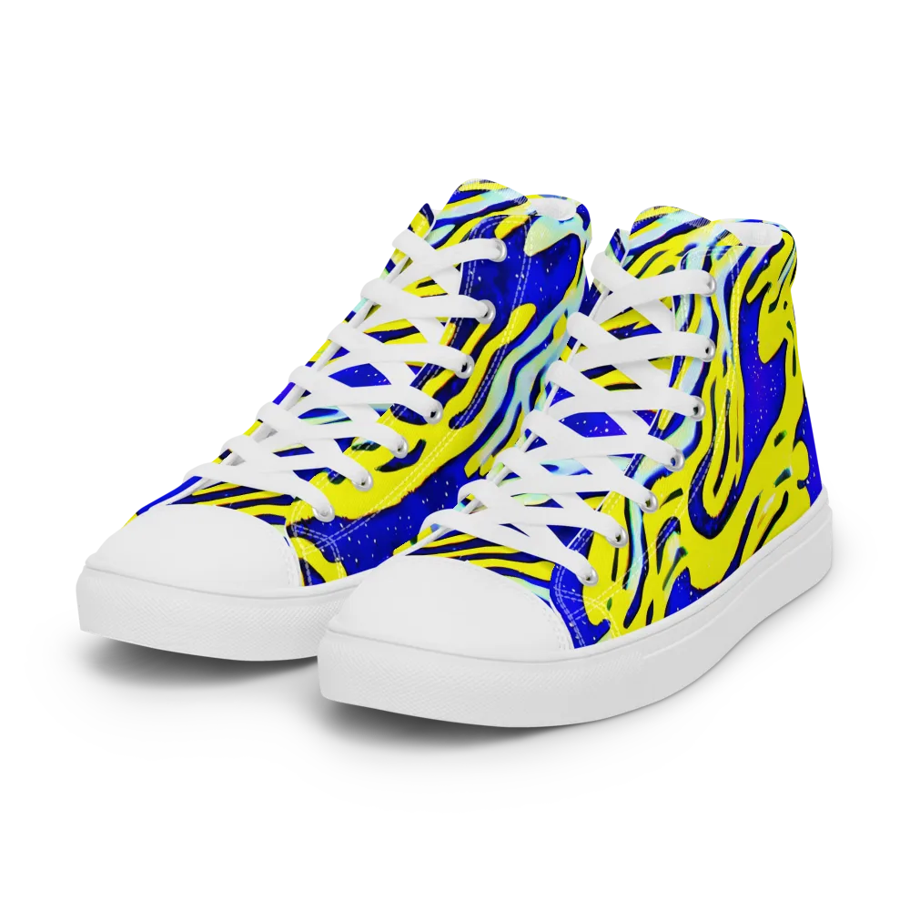 Electric Horizon on Women's High Top Canvas Shoes — Left Front