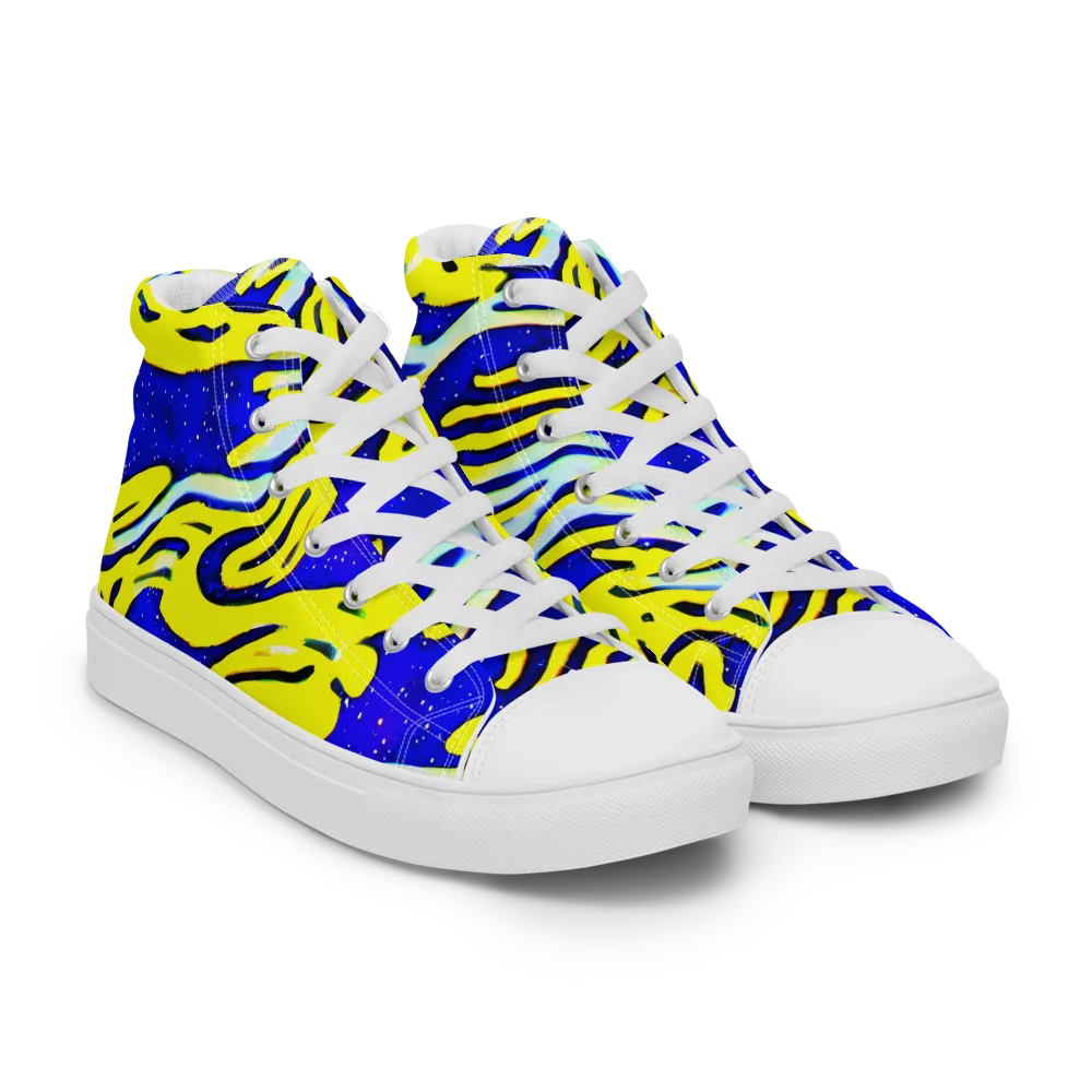 Electric Horizon on Women's High Top Canvas Shoes — Right Front