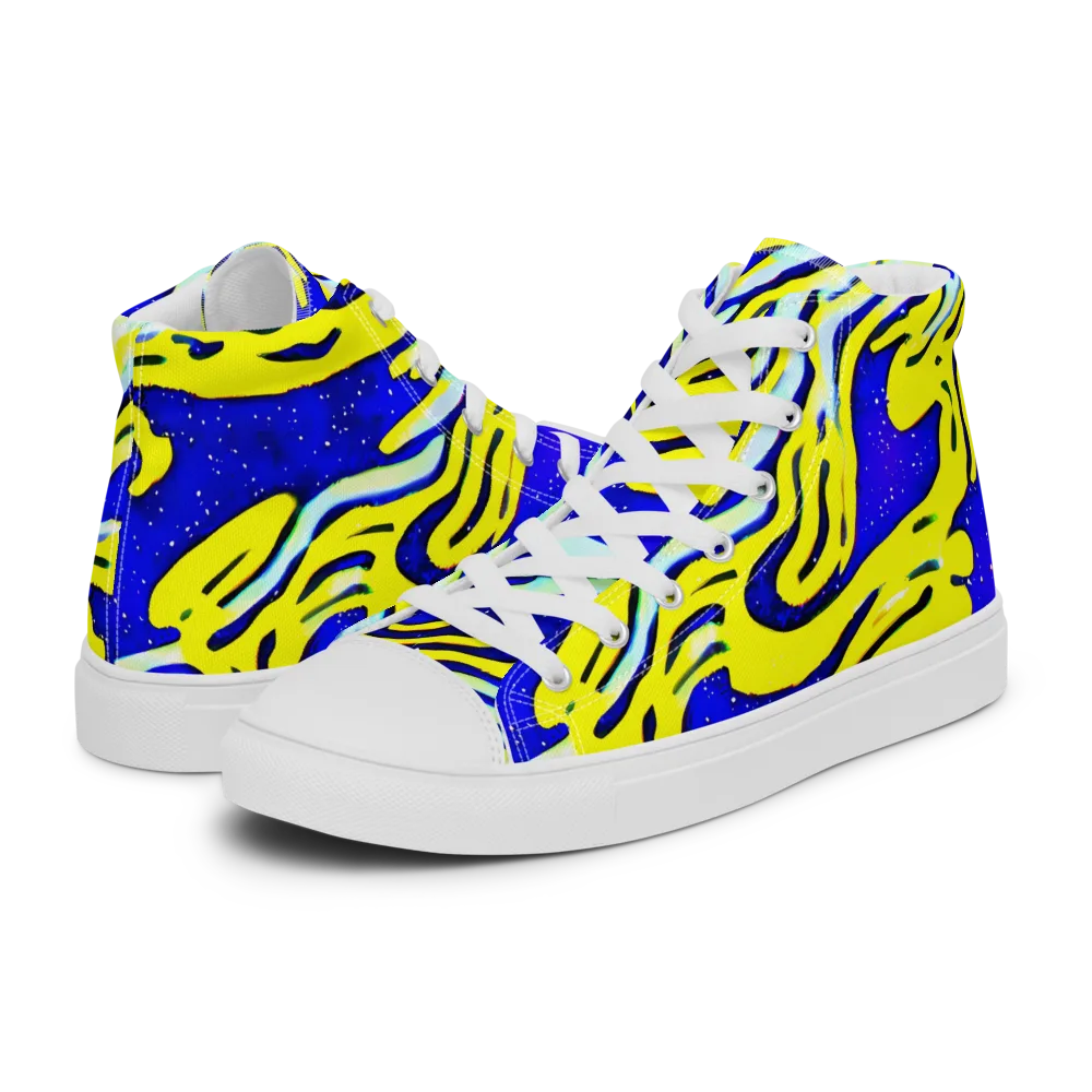 Electric Horizon on Women's High Top Canvas Shoes — Left