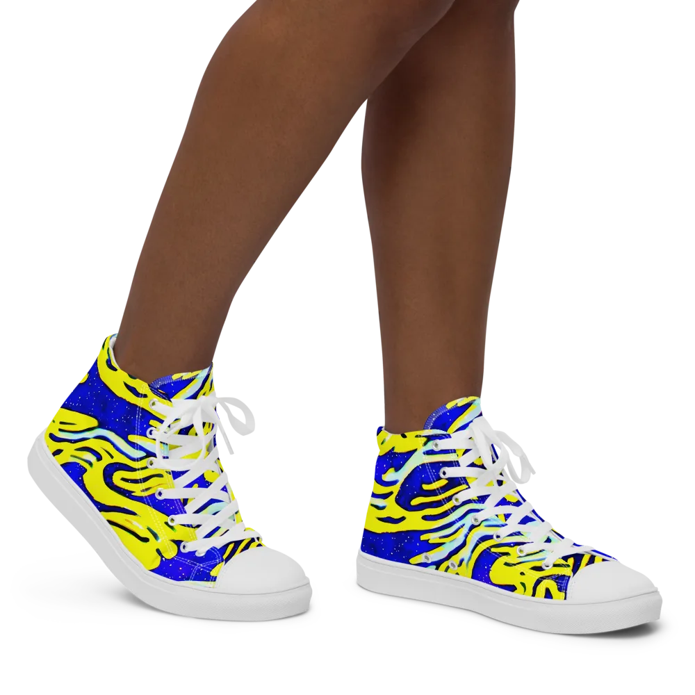 Electric Horizon on Women's High Top Canvas Shoes — Right
