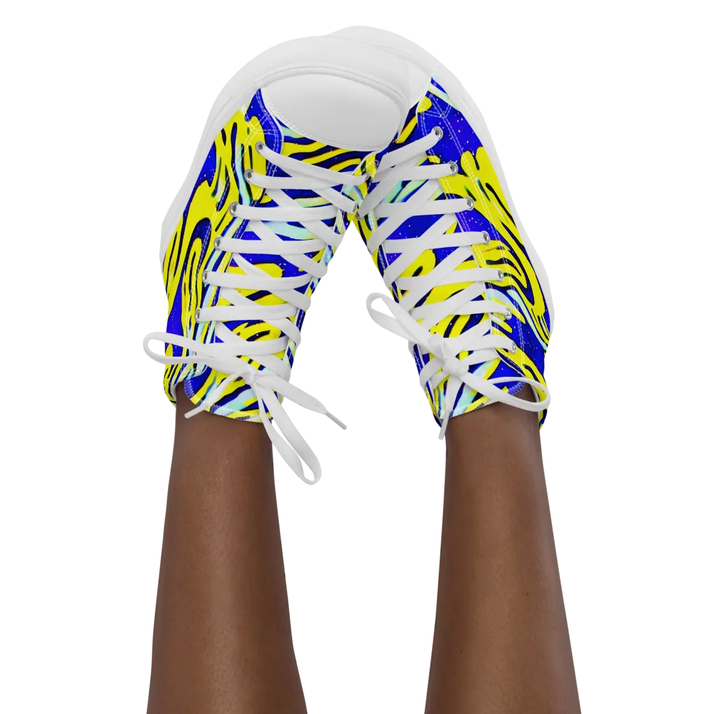 Electric Horizon on Women's High Top Canvas Shoes — Front