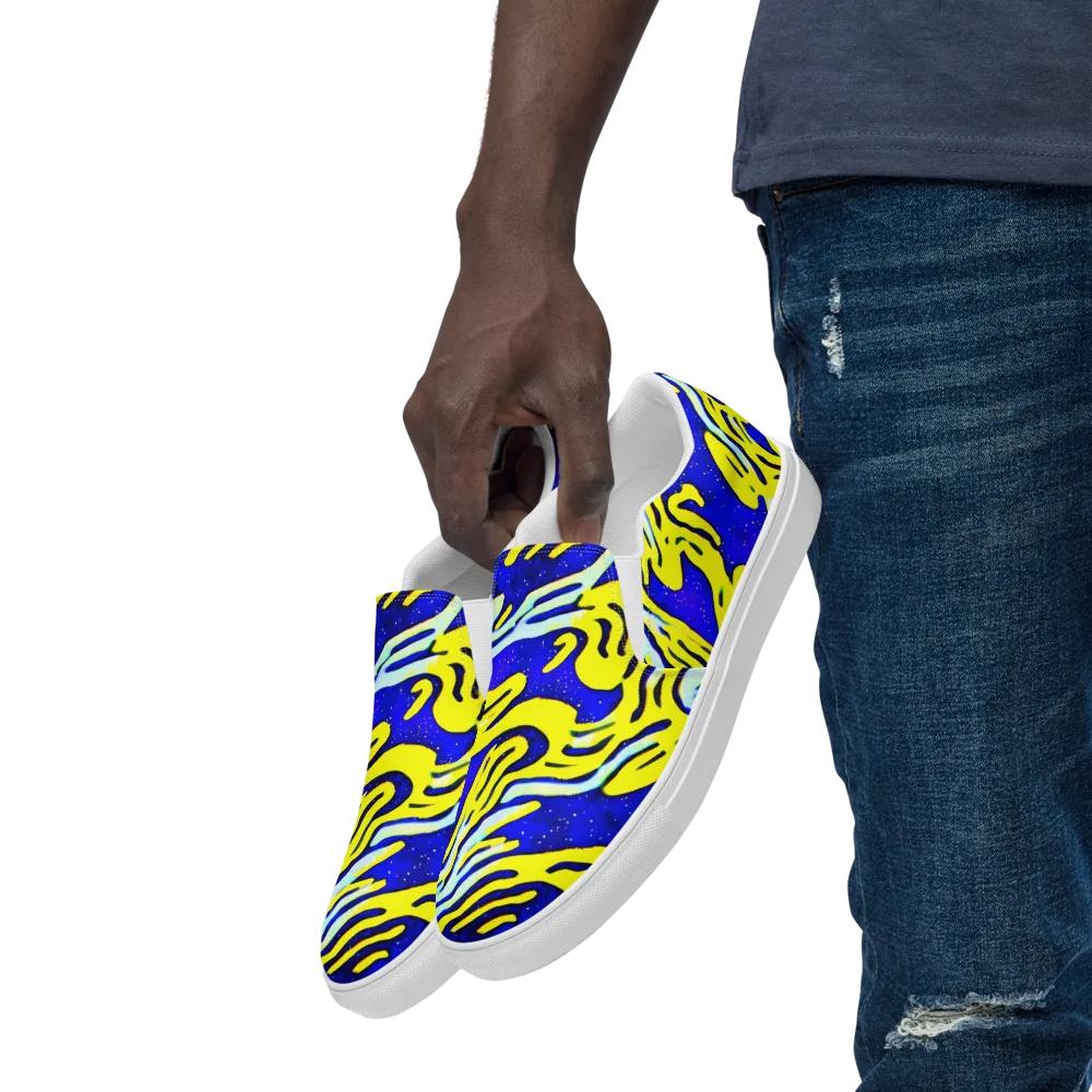 Electric Horizon on Men's Slip-On Canvas Shoes — Left Front