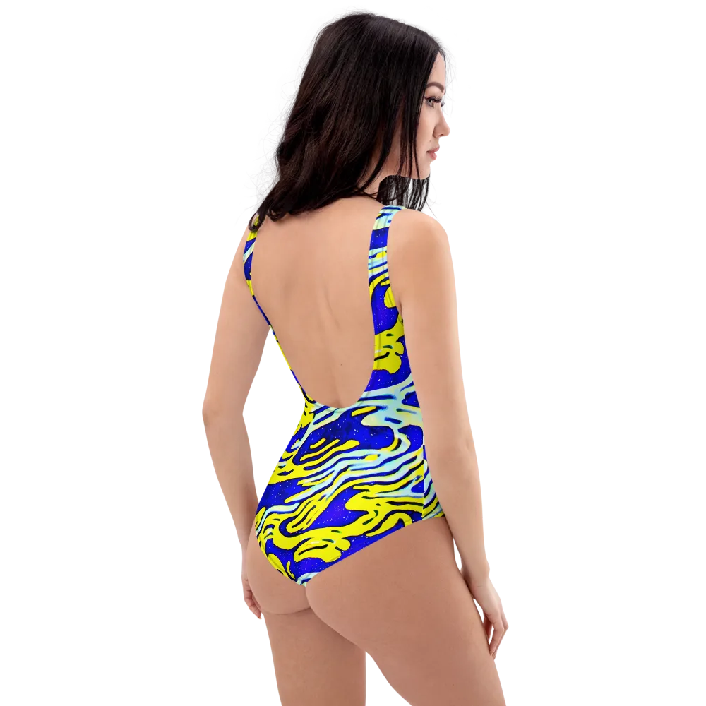 Electric Horizon on One-Piece Swimsuit — Right Back