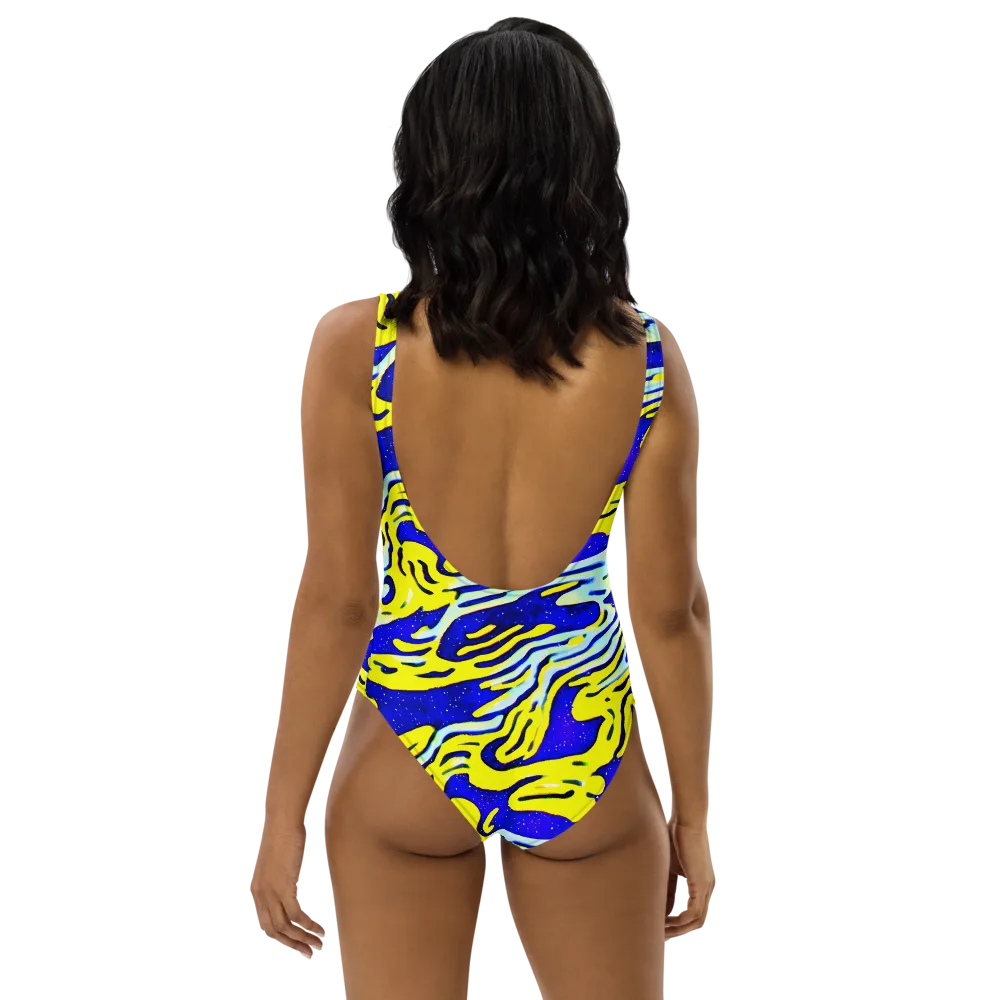 Electric Horizon on One-Piece Swimsuit — Back