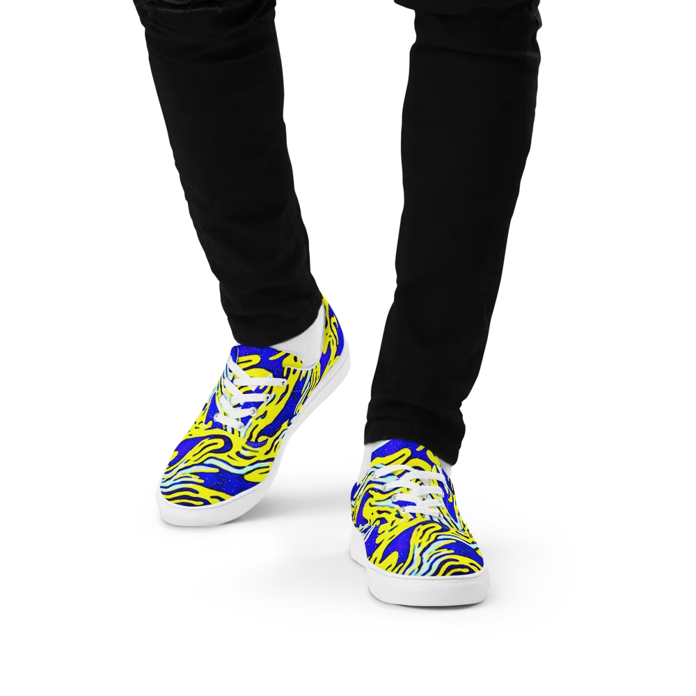 Electric Horizon on Men's Lace-Up Canvas Shoes — Front