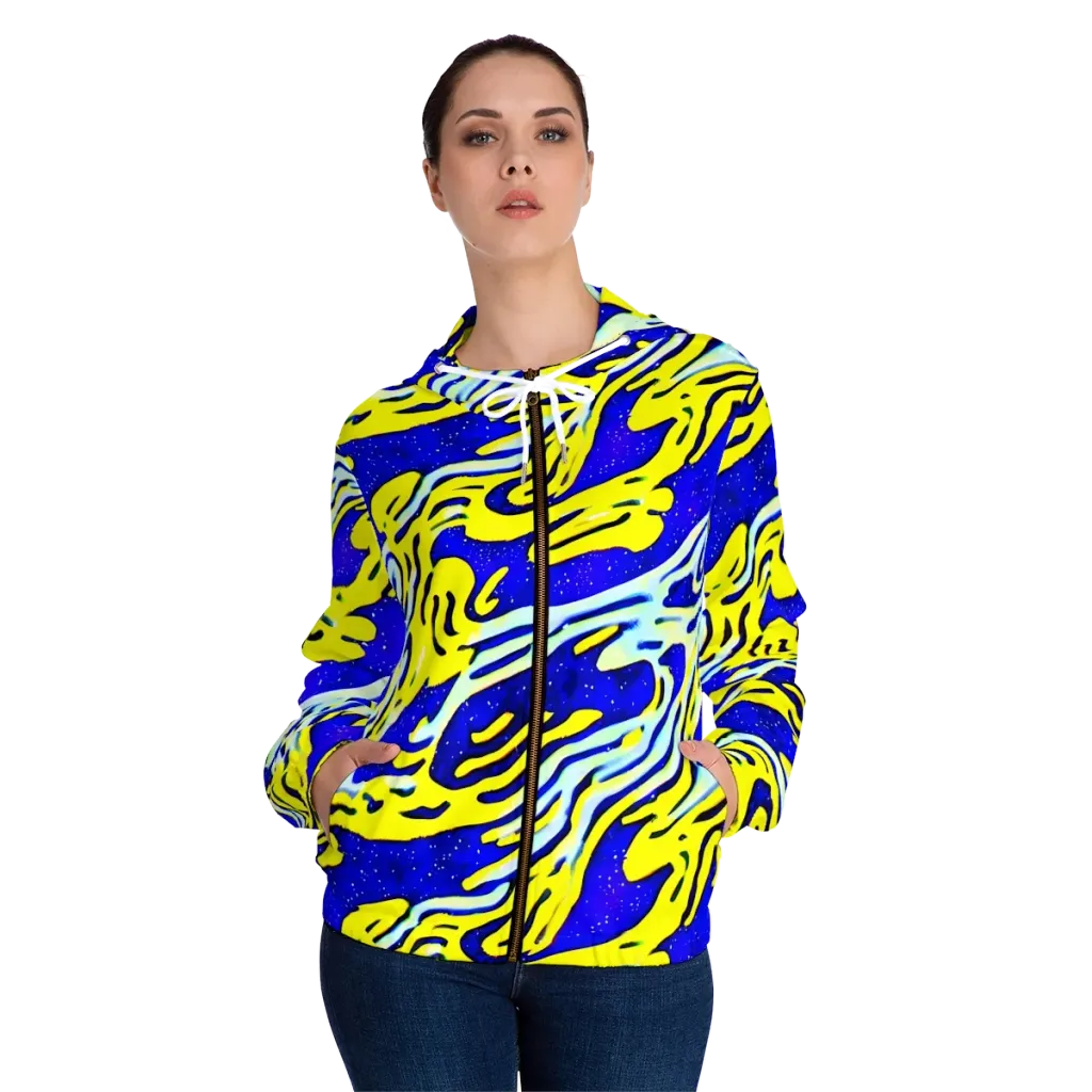 Electric Horizon on Women's Full-Zip Hoodie — Front On Person
