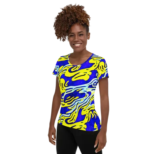 Electric Horizon on a Women's Athletic T-Shirt