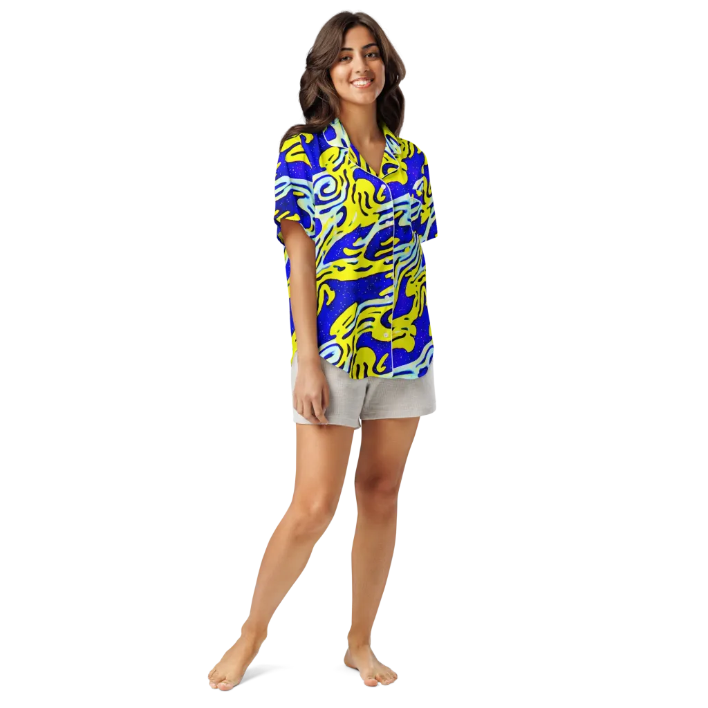 Electric Horizon on Women's Short Sleeve Pajama Top — Front