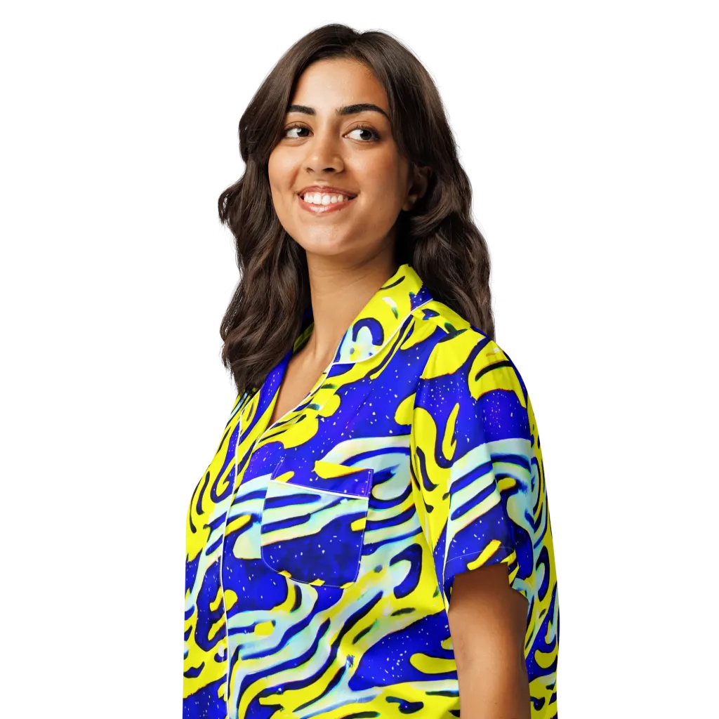 Electric Horizon on Women's Short Sleeve Pajama Top — Left Front