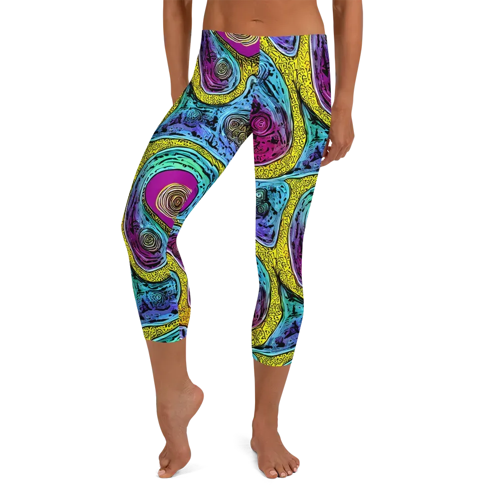 Orbiting Orbs on Capri Leggings — Front