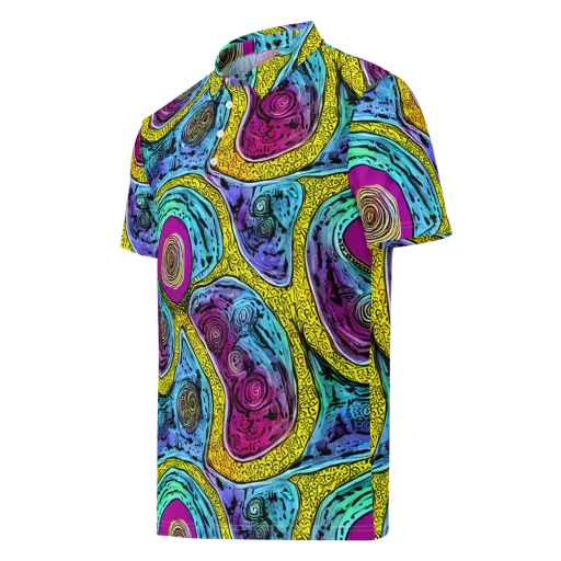 Orbiting Orbs on a Men's Slim Fit Polo Shirt