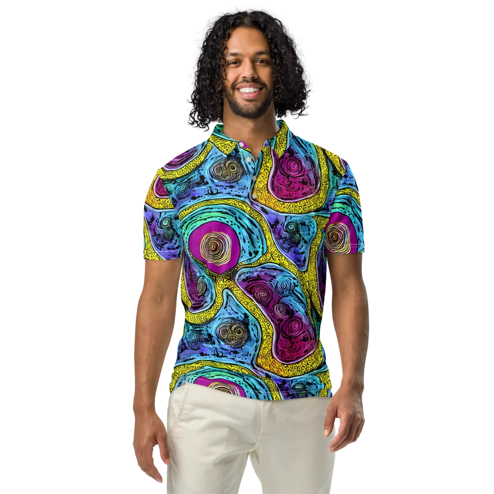 Orbiting Orbs on Men's Slim Fit Polo Shirt — Front