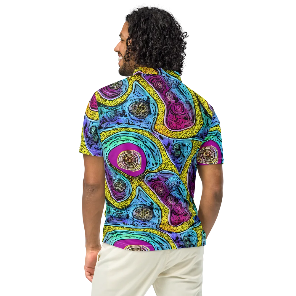 Orbiting Orbs on Men's Slim Fit Polo Shirt — Back