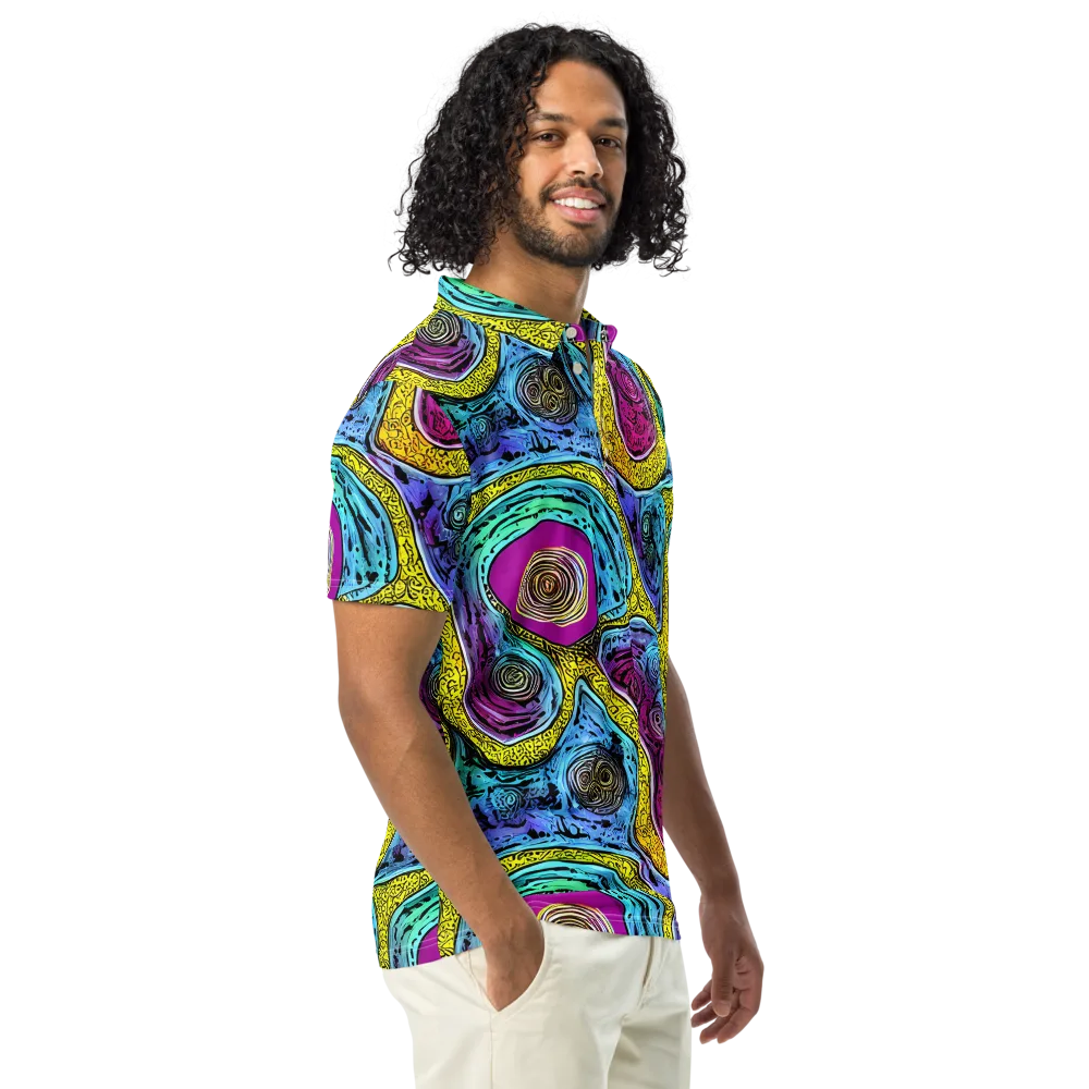 Orbiting Orbs on Men's Slim Fit Polo Shirt — Right Front