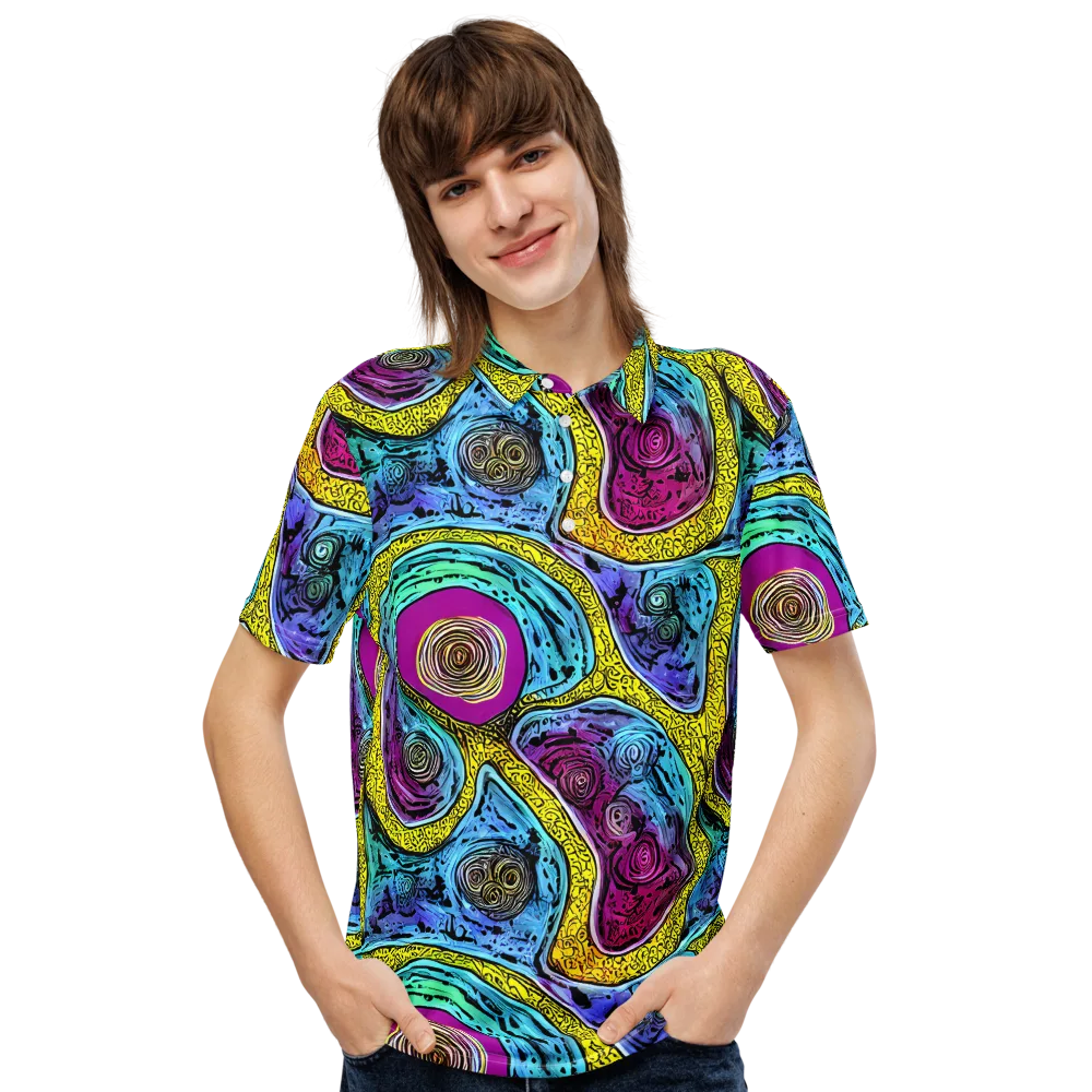 Orbiting Orbs on Men's Slim Fit Polo Shirt — Front