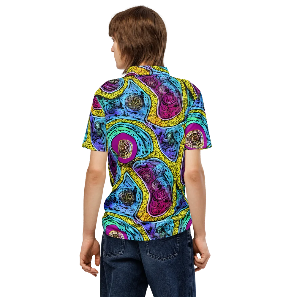 Orbiting Orbs on Men's Slim Fit Polo Shirt — Back