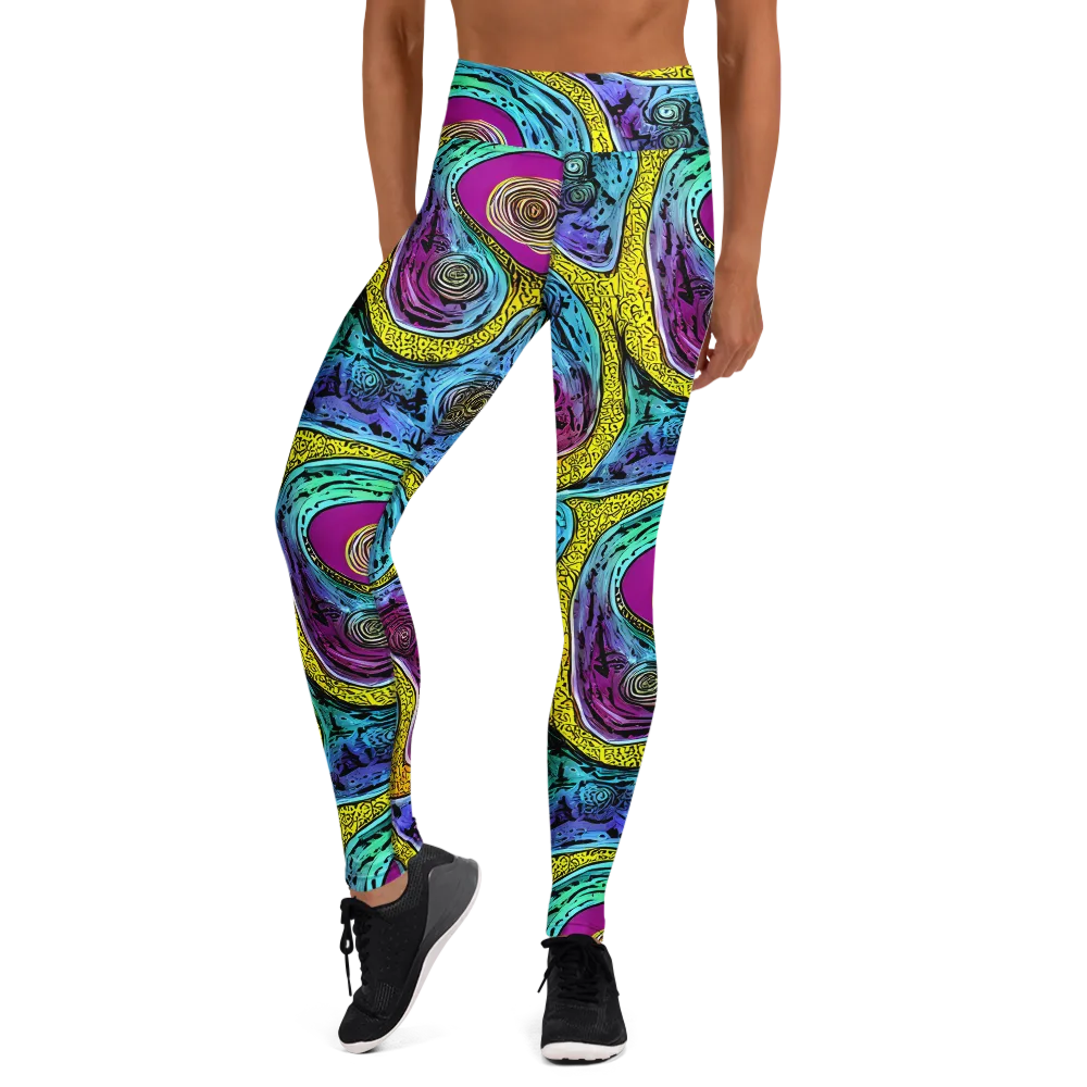 Orbiting Orbs on Yoga Leggings — Front