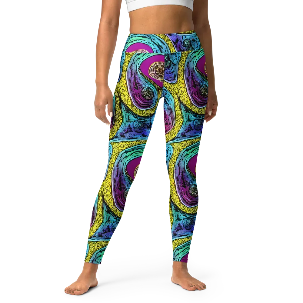 Orbiting Orbs on Yoga Leggings — Front