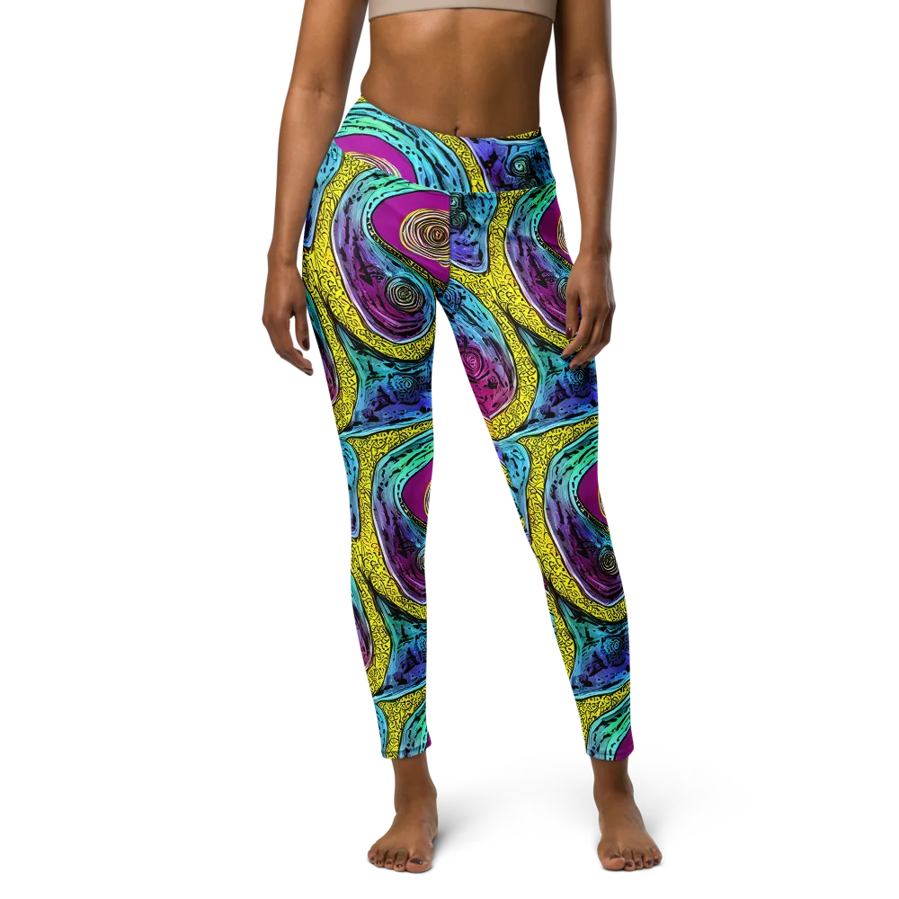 Orbiting Orbs on Yoga Leggings — Front