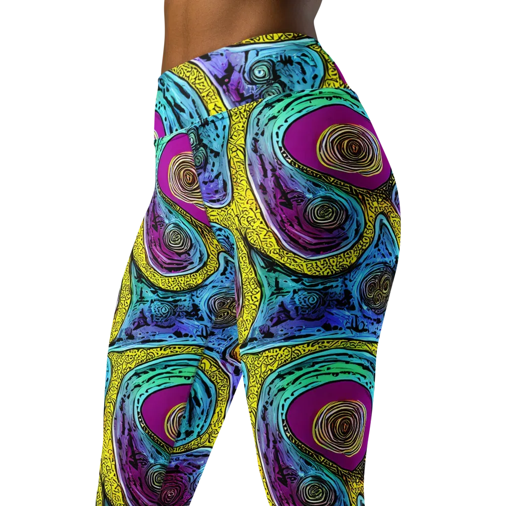 Orbiting Orbs on Yoga Leggings — Left Front