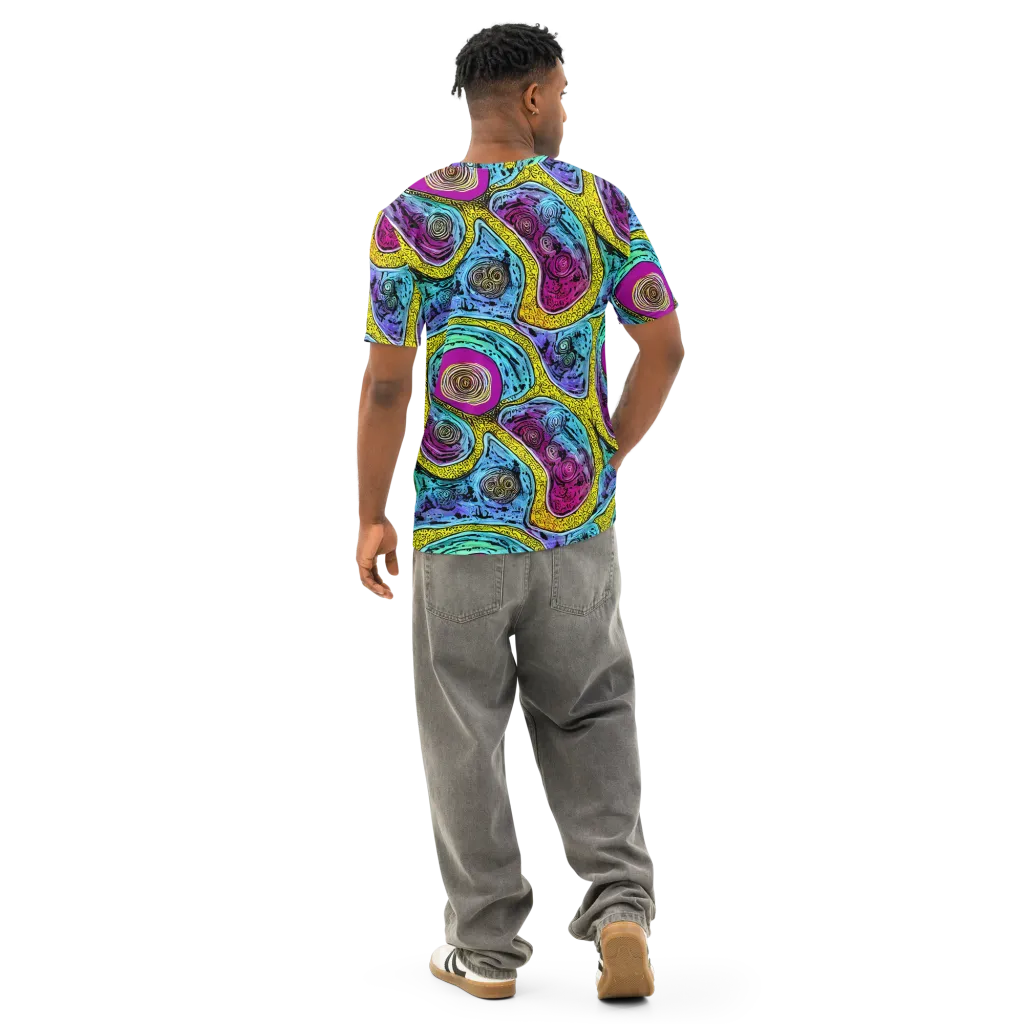 Orbiting Orbs on Men's Cotton Crew Neck T-Shirt — Back