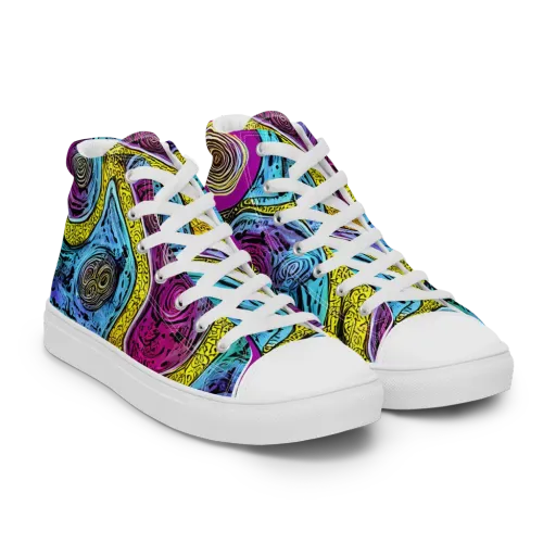Orbiting Orbs on a Men's High Top Canvas Shoes