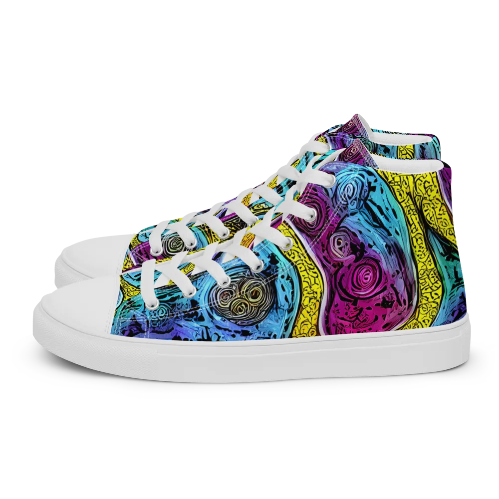 Orbiting Orbs on Men's High Top Canvas Shoes — Left