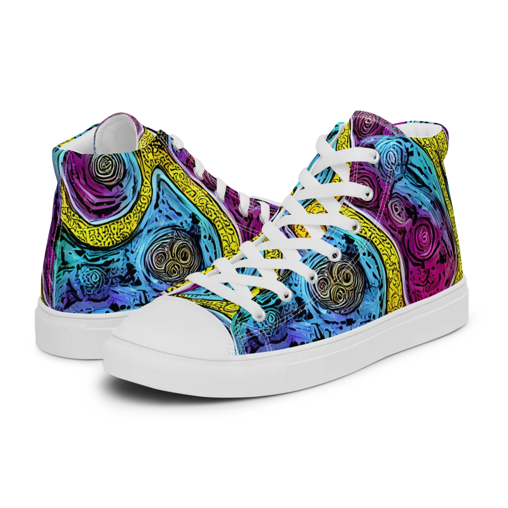 Orbiting Orbs on Men's High Top Canvas Shoes — Left