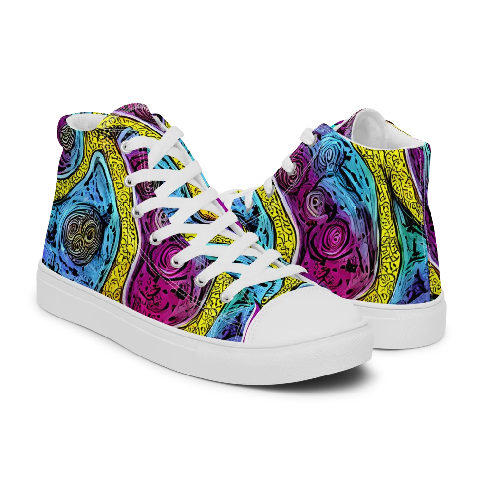 Orbiting Orbs on Men's High Top Canvas Shoes — Right