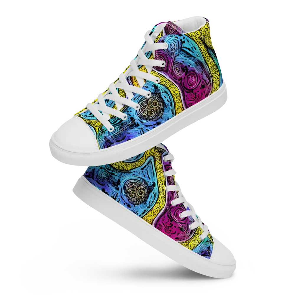 Orbiting Orbs on Men's High Top Canvas Shoes — Front