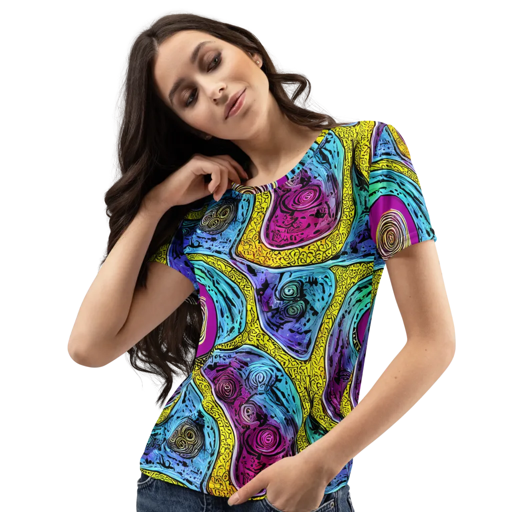 Orbiting Orbs on Women's Crew Neck T-Shirt — Left Front