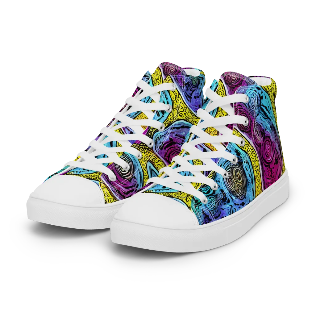 Orbiting Orbs on Women's High Top Canvas Shoes — Left Front