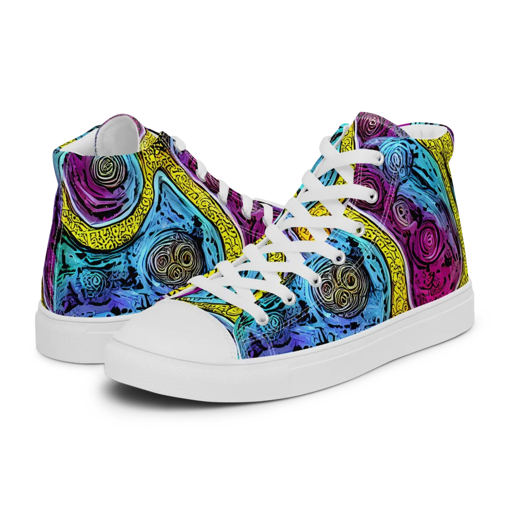 Orbiting Orbs on Women's High Top Canvas Shoes — Left