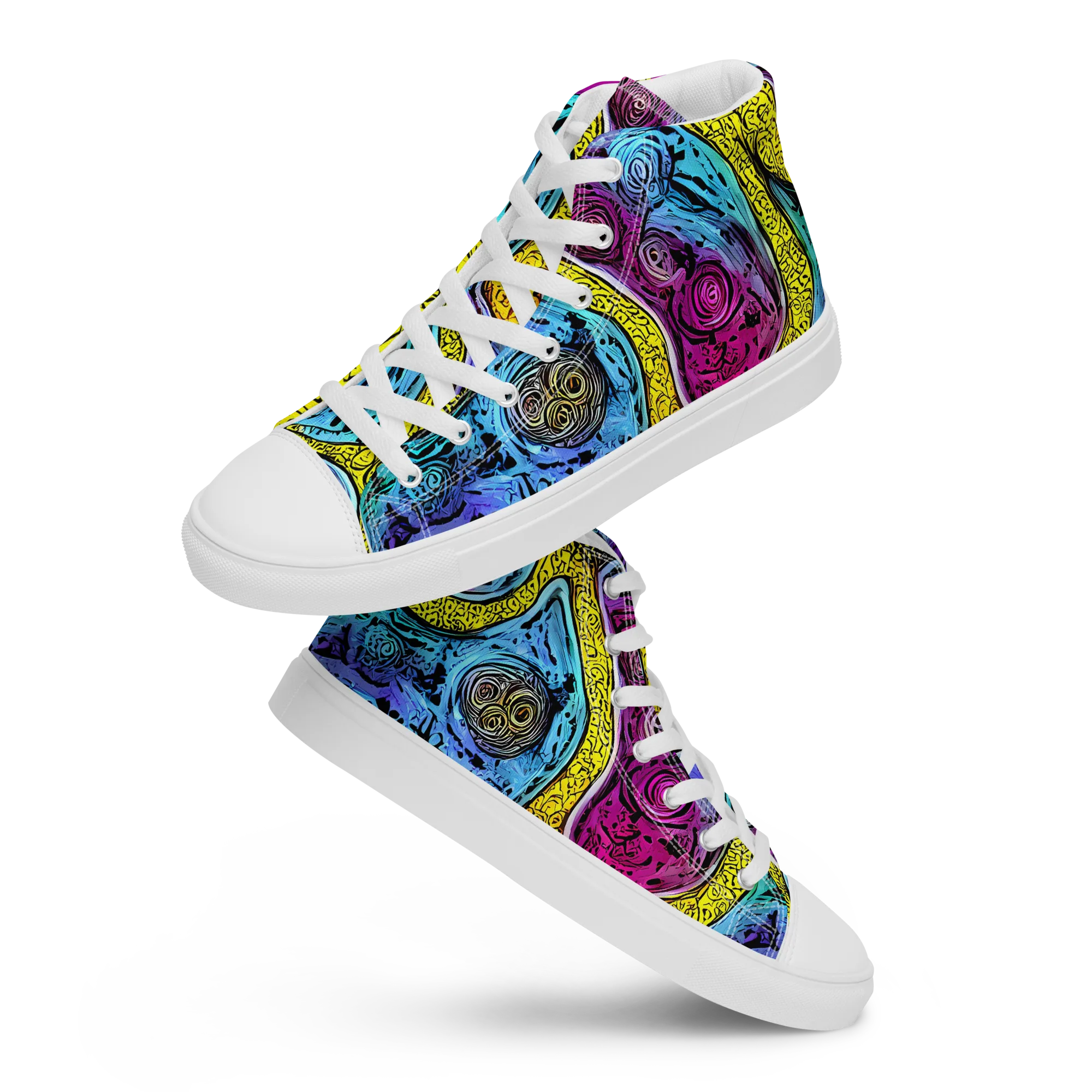 Orbiting Orbs on Women's High Top Canvas Shoes — Front