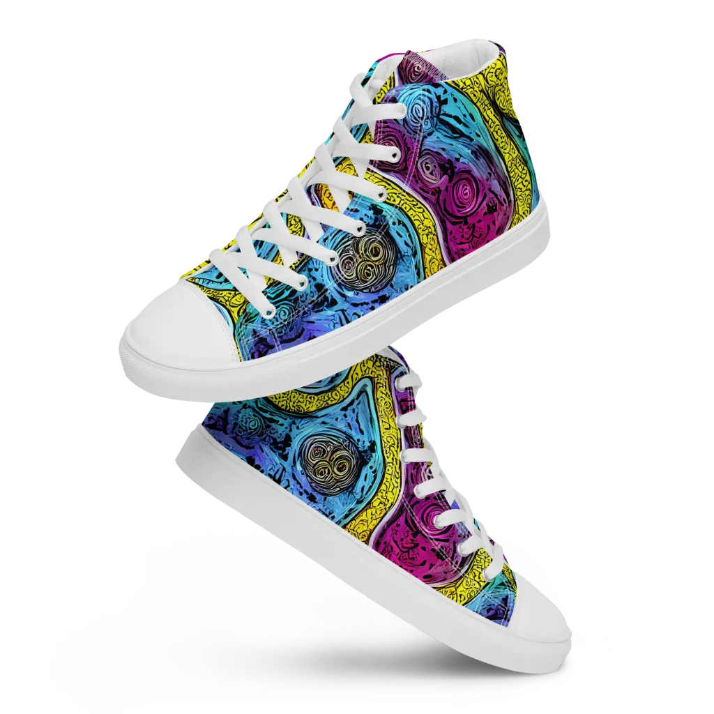 Orbiting Orbs on Women's High Top Canvas Shoes — Front