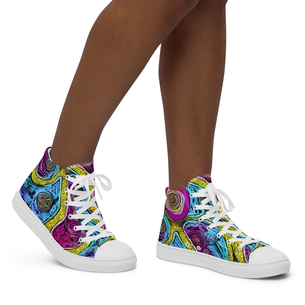 Orbiting Orbs on Women's High Top Canvas Shoes — Right