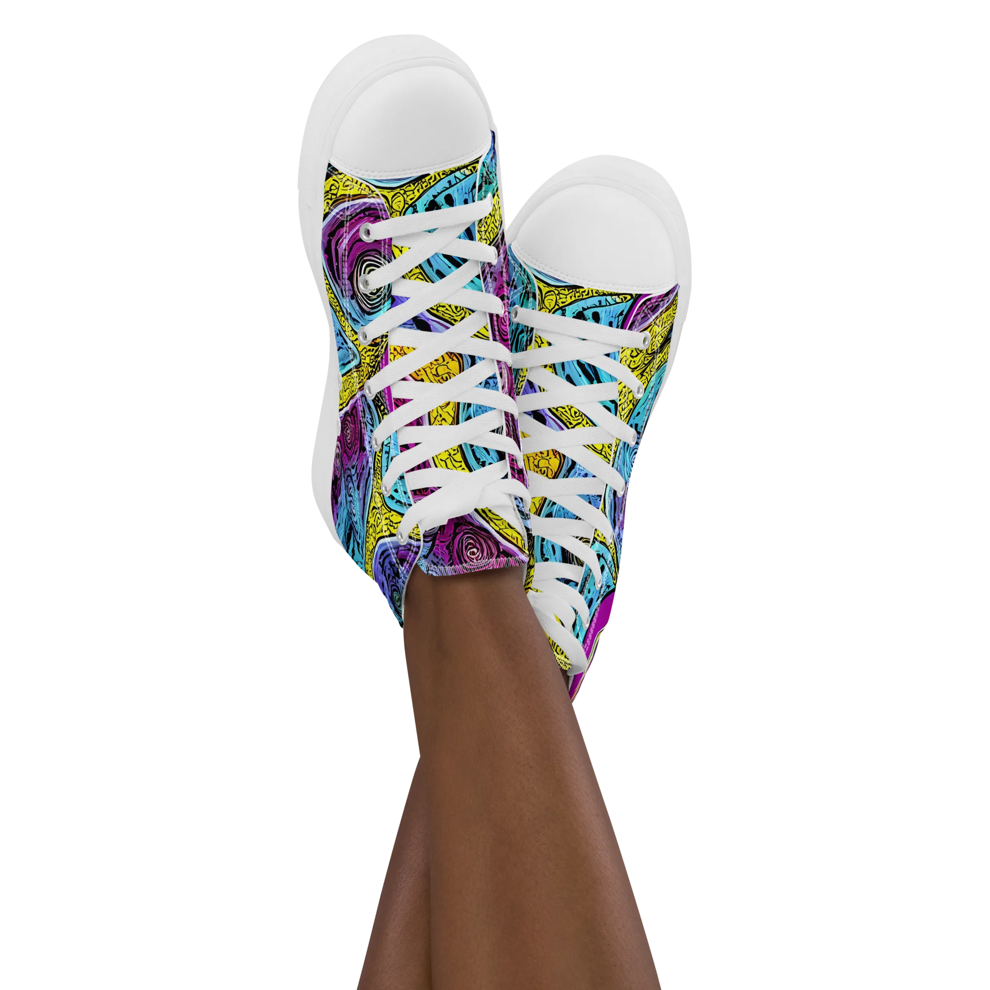 Orbiting Orbs on Women's High Top Canvas Shoes — Front