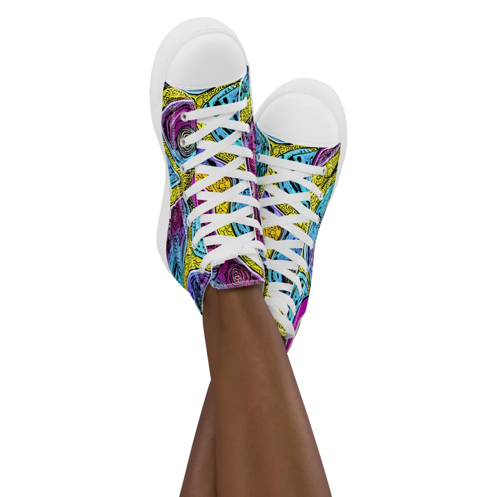 Orbiting Orbs on Women's High Top Canvas Shoes — Front
