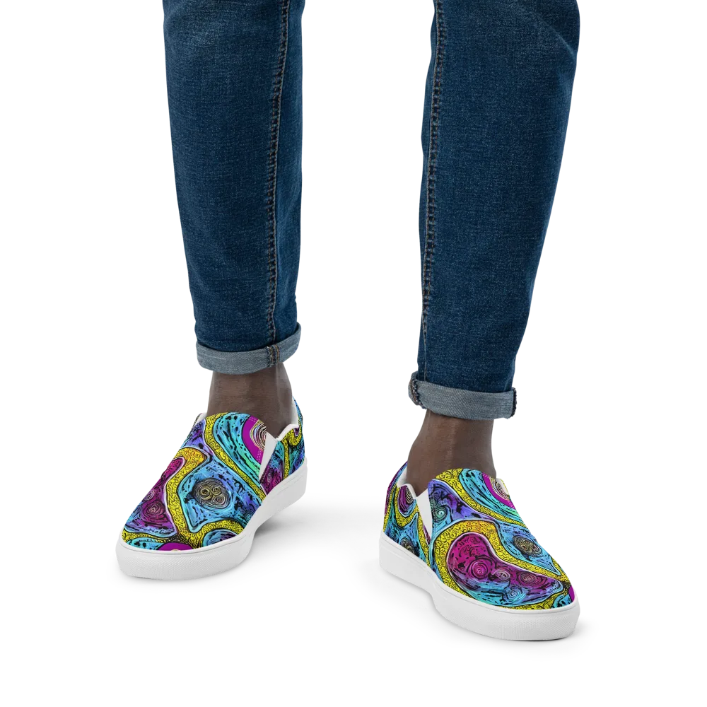 Orbiting Orbs on Men's Slip-On Canvas Shoes — Front