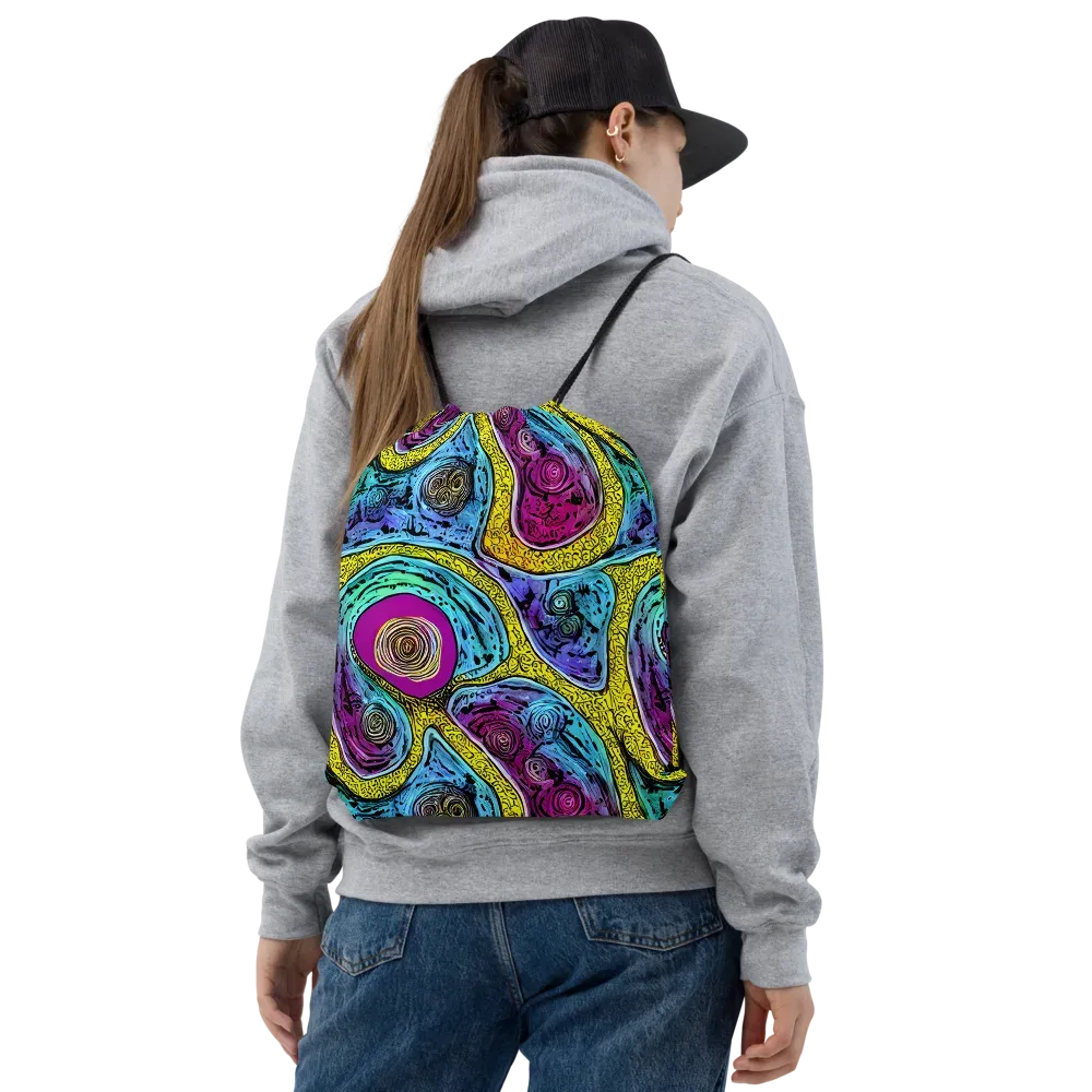 Orbiting Orbs on Drawstring Bag — Front