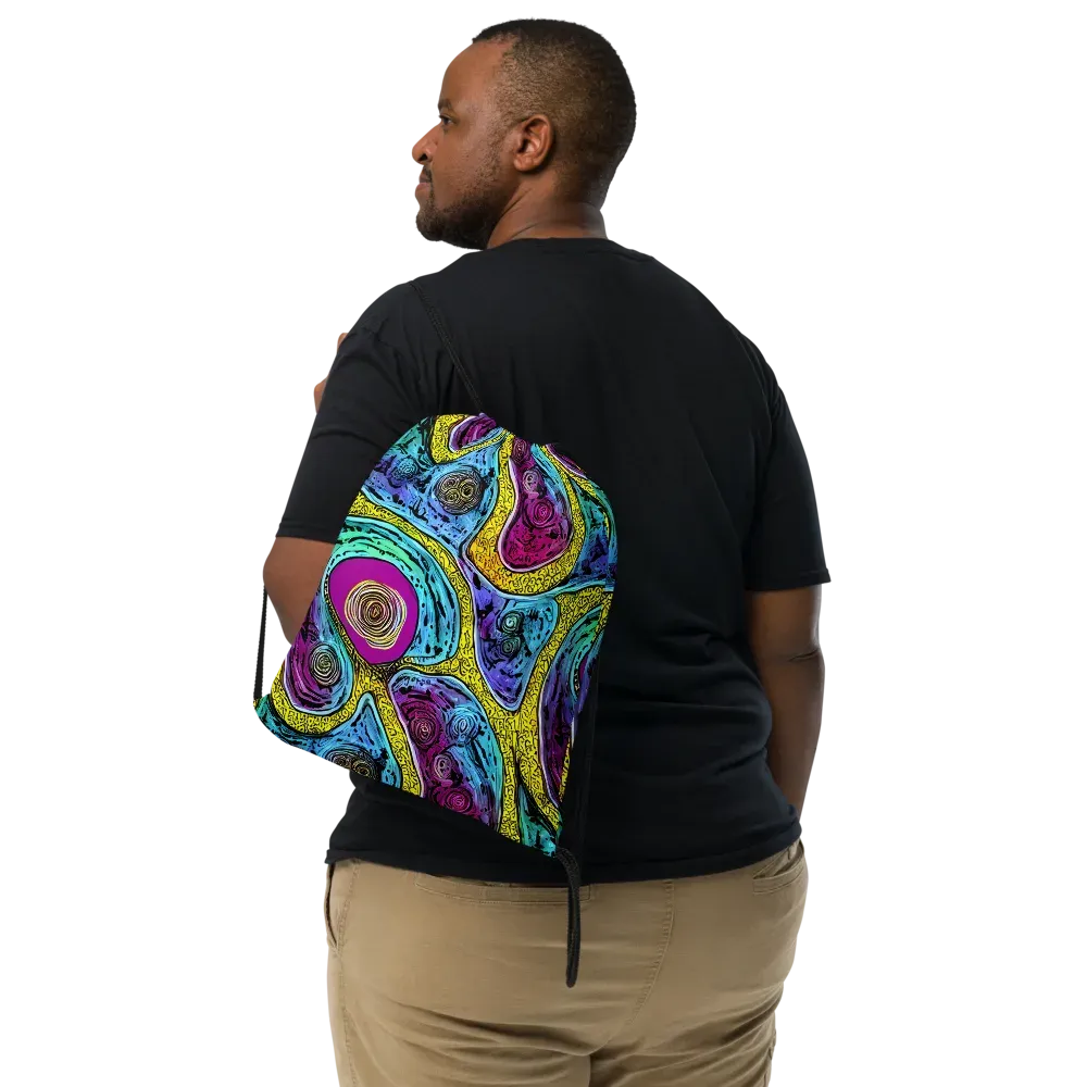 Orbiting Orbs on Drawstring Bag — Front