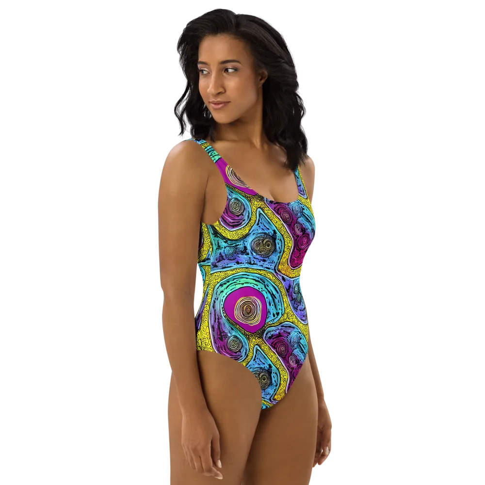 Orbiting Orbs on One-Piece Swimsuit — Right