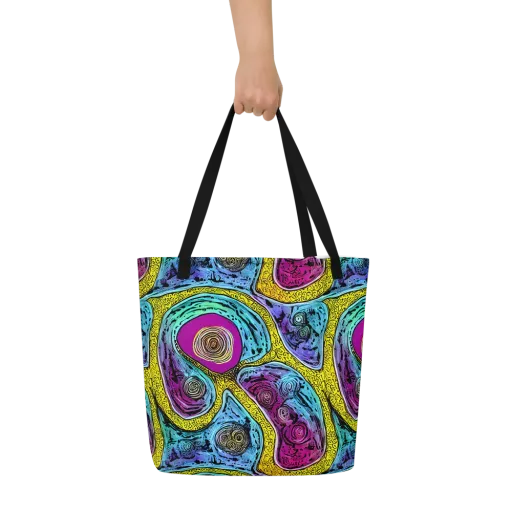 Orbiting Orbs on a Large Tote Bag W/ Pocket