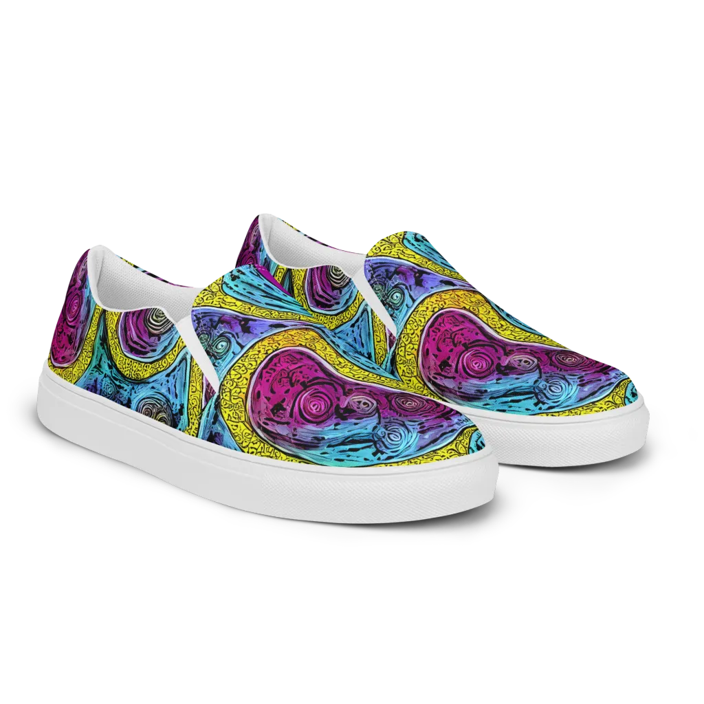Orbiting Orbs on Women's Slip-On Canvas Shoes — Right Front