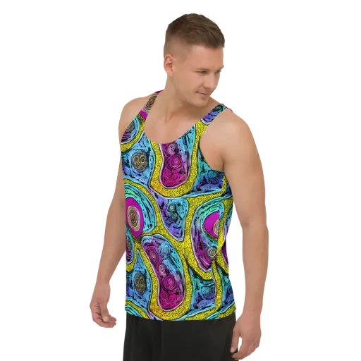 Orbiting Orbs on a Men's Tank Top