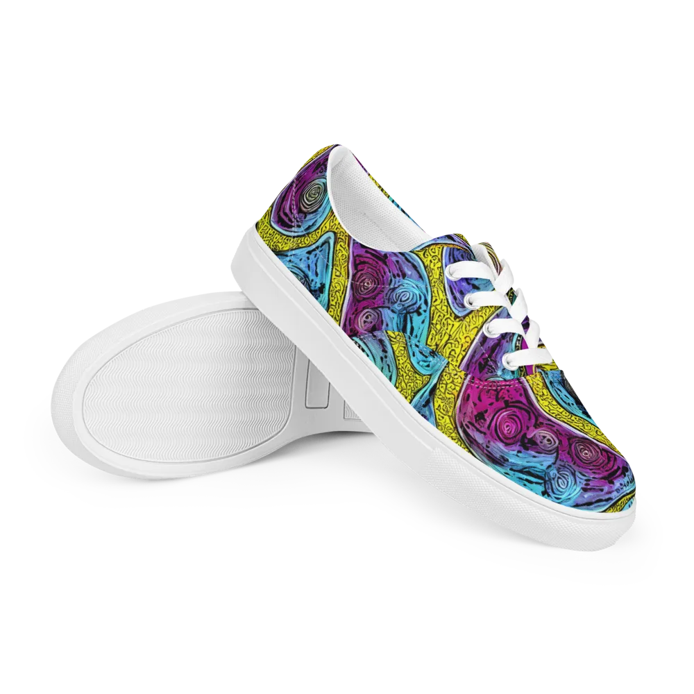 Orbiting Orbs on Men's Lace-Up Canvas Shoes — Right Front
