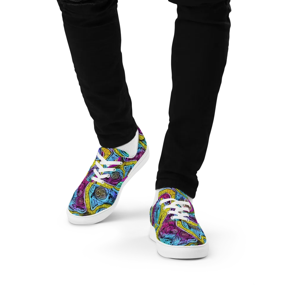 Orbiting Orbs on Men's Lace-Up Canvas Shoes — Front